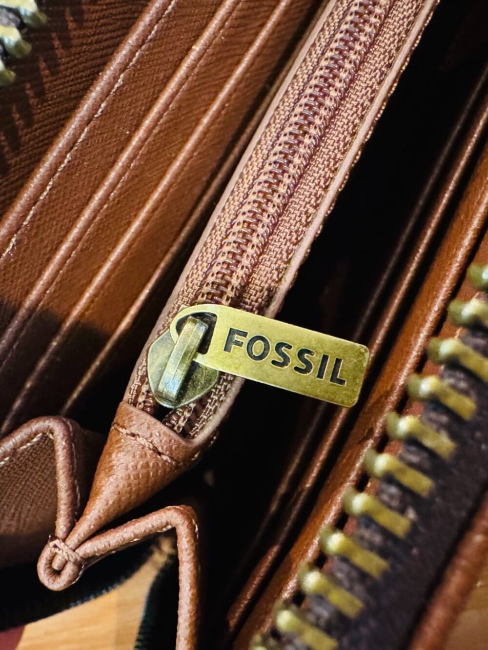 Fossil Yellow Monogram Print Zip-Around Wristlet Wallet - Picture 4 of 4